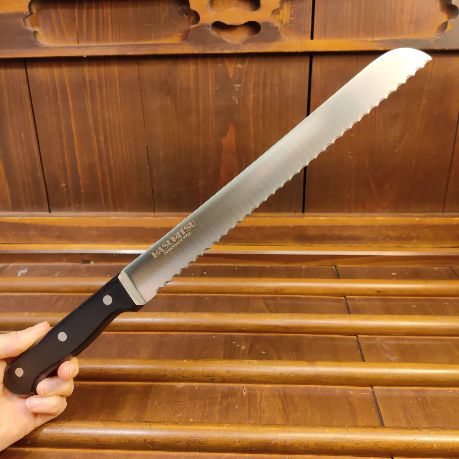 Masumitsu 250mm Bread Knife AUS8 Pakka - Image 6