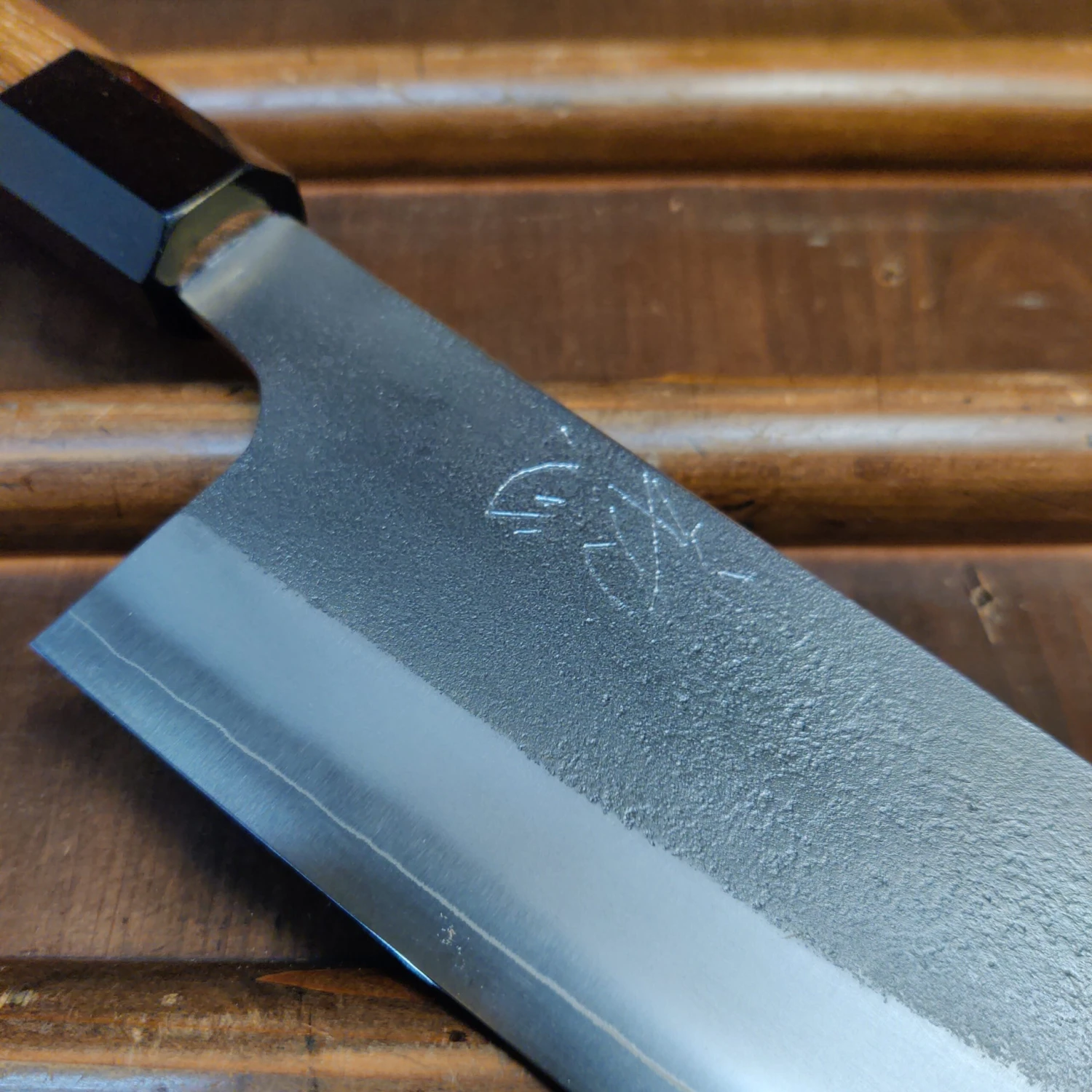 Yoshikane Hamono 240mm Kiritsuke Gyuto SKD Nashiji Teak Handle - Image 2