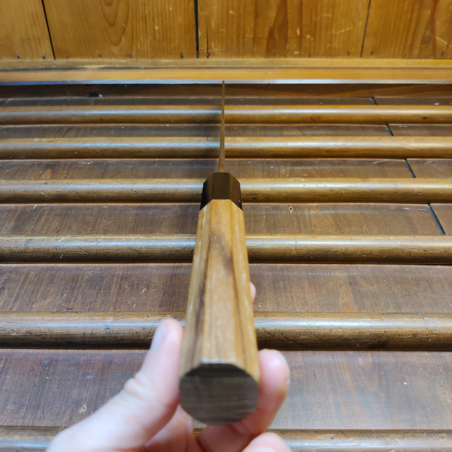 Yoshikane Hamono 240mm Kiritsuke Gyuto SKD Nashiji Teak Handle - Image 4