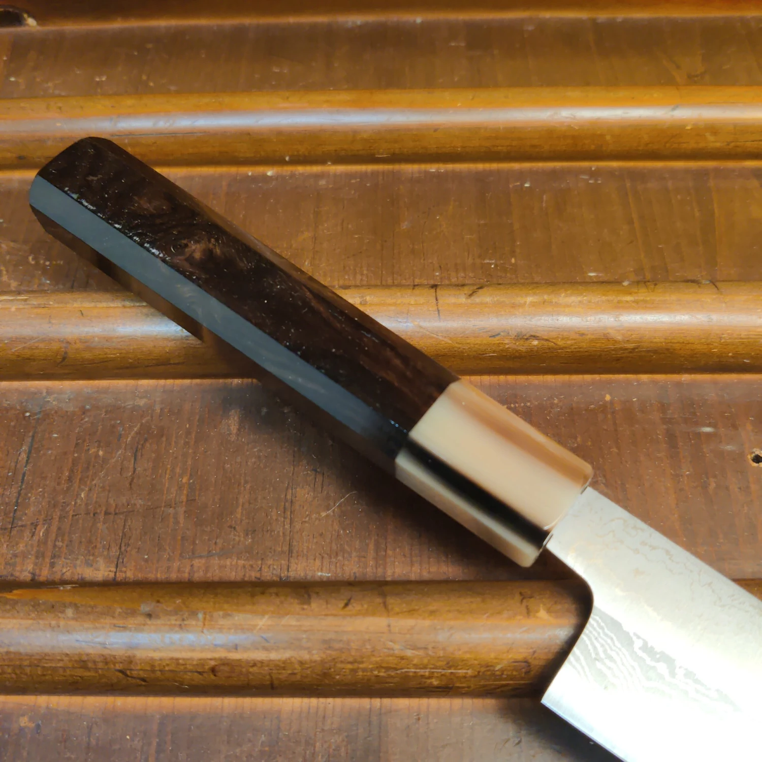 Yoshikazu Tanaka 240mm Sujihiki Shirogami 1 Damascus Ebony - Image 3