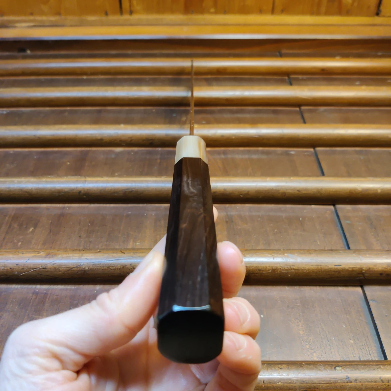 Yoshikazu Tanaka 240mm Sujihiki Shirogami 1 Damascus Ebony - Image 4