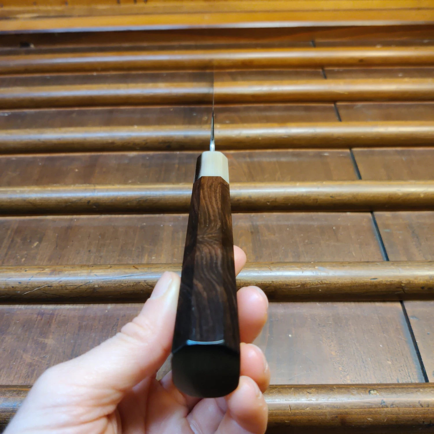 Yoshikazu Tanaka 240mm Sujihiki Shirogami 1 Damascus Ebony - Image 5