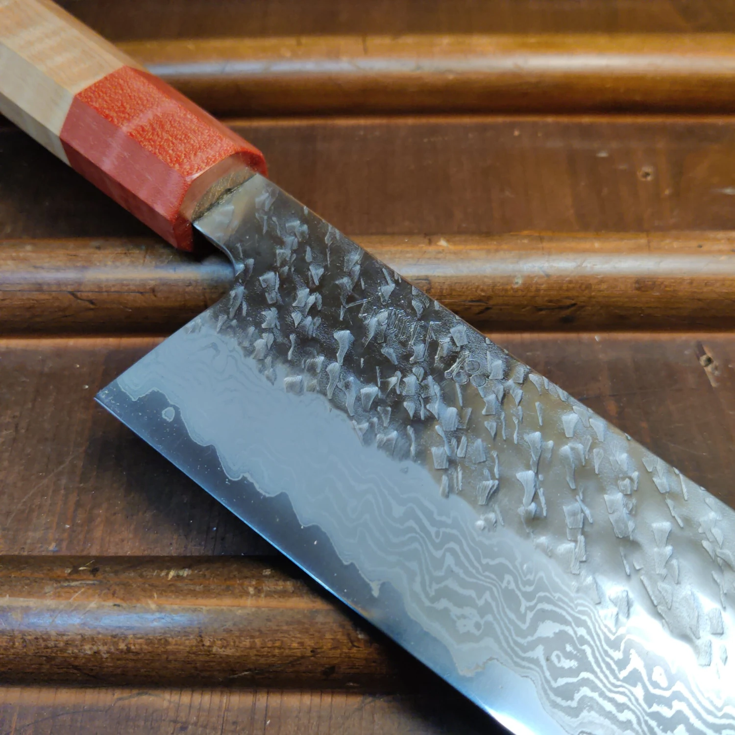Nigara Hamono 240mm Gyuto VG10 Suminagashi Tsuchime Maple - Image 2
