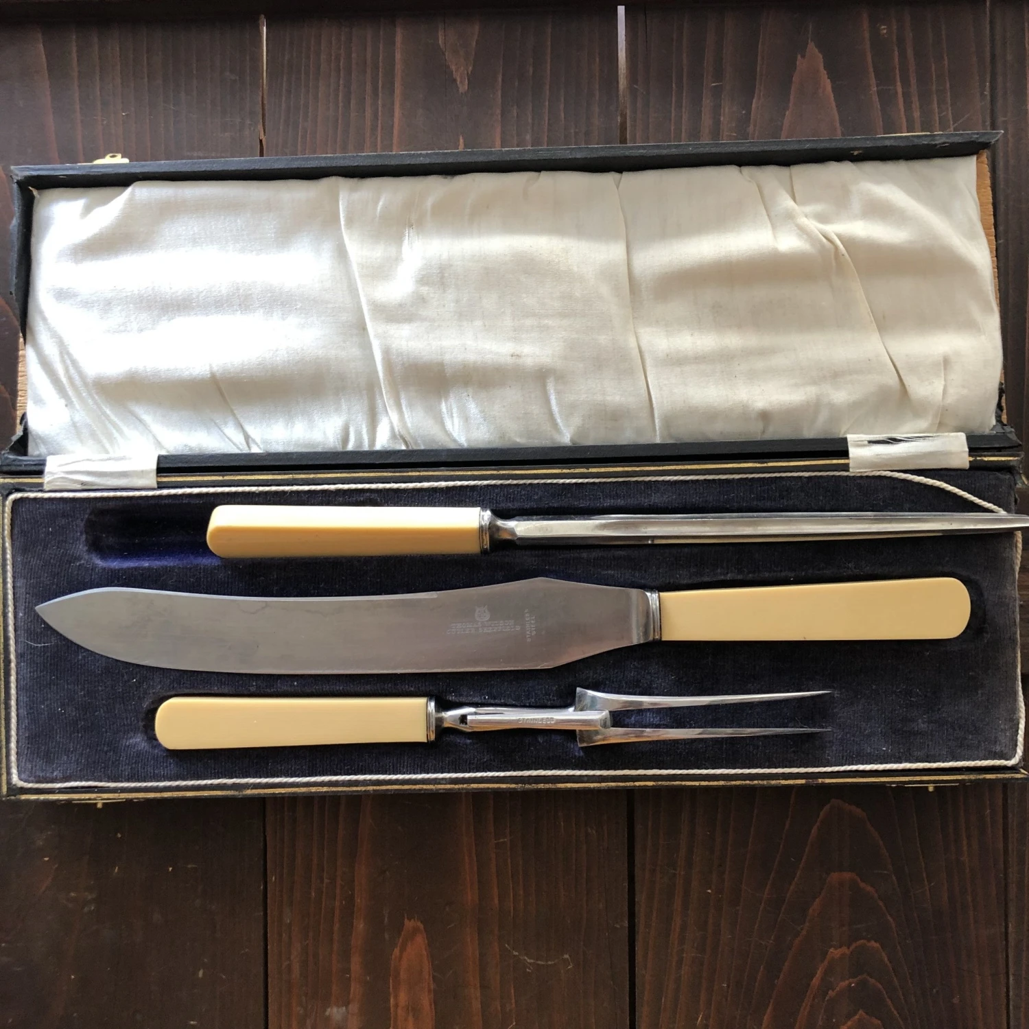 Vintage Thomas Wilson Carving Set Sheffield England 1920s Celluloid - Image 5