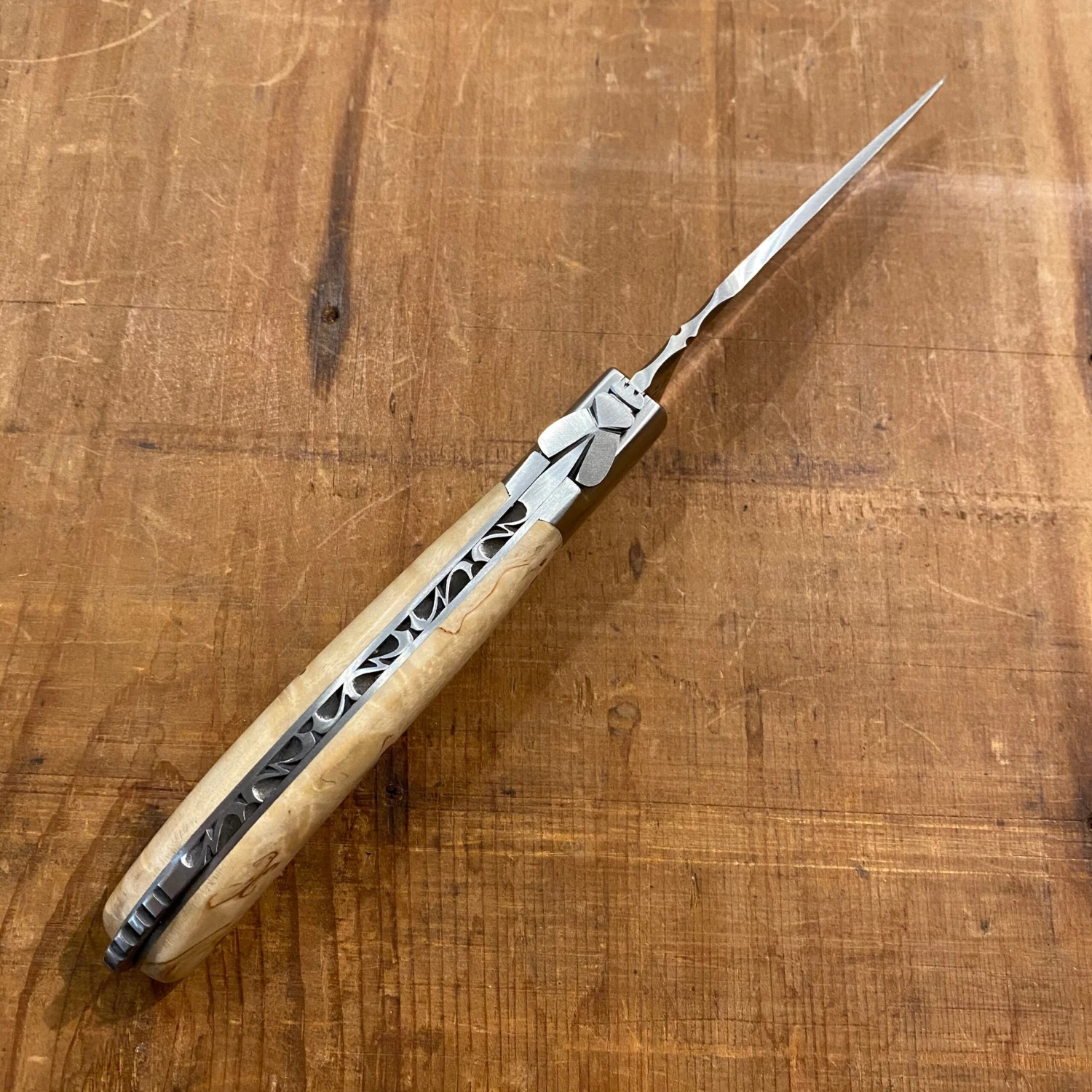 Fontenille Pataud Laguiole Sport 13cm Pocket Knife Curly Birch Lockback - Image 3