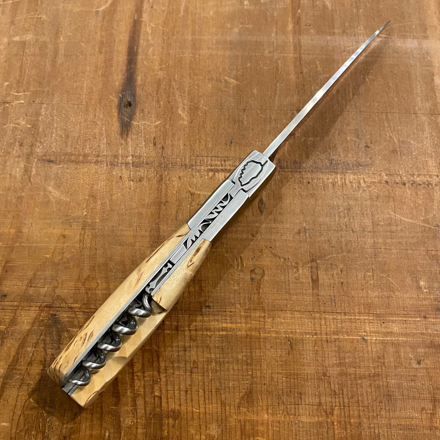 Fontenille Pataud Sperone 12cm Pocket Knife Curly Birch With Corkscrew - Image 3