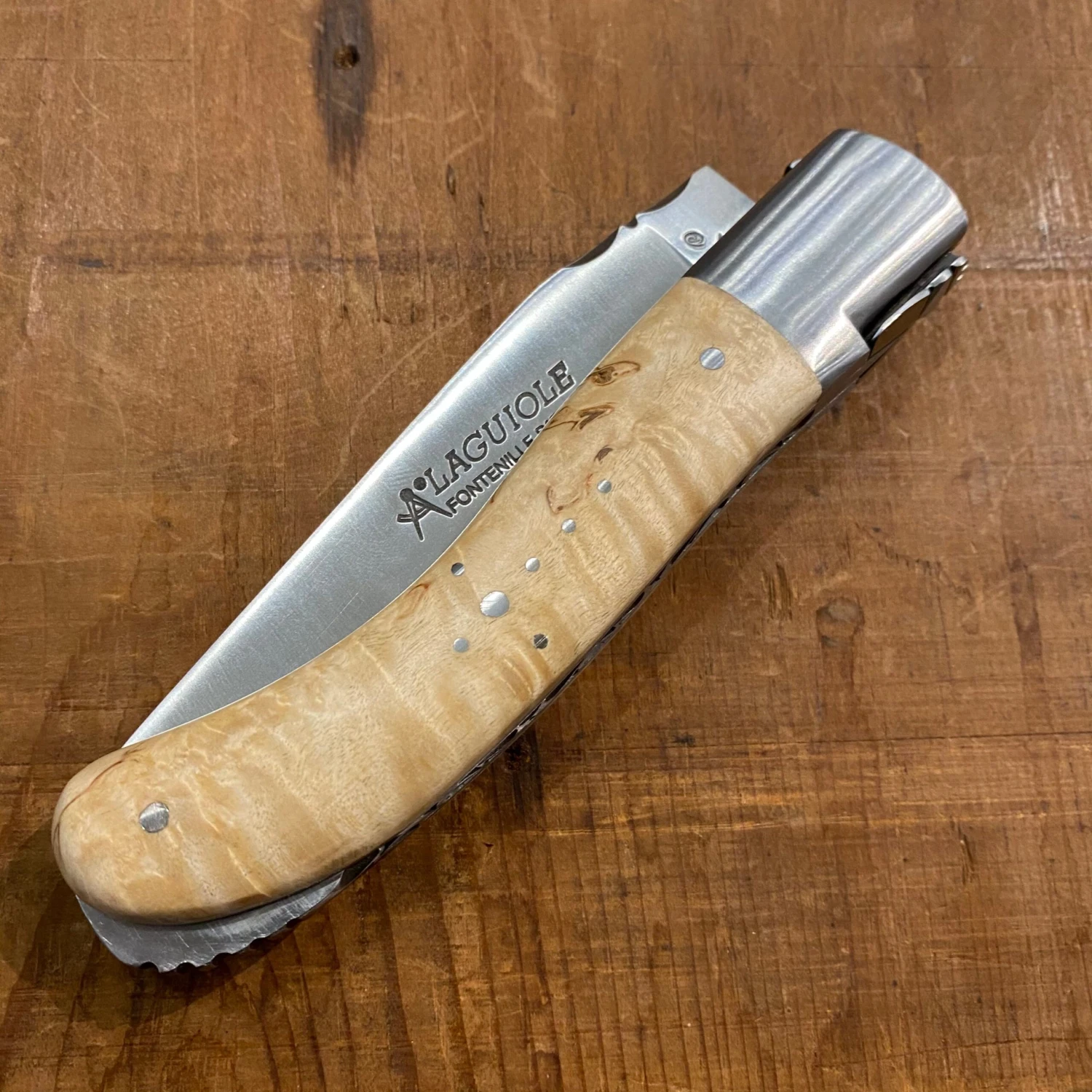 Fontenille Pataud Laguiole Sport 13cm Pocket Knife Curly Birch Lockback - Image 5