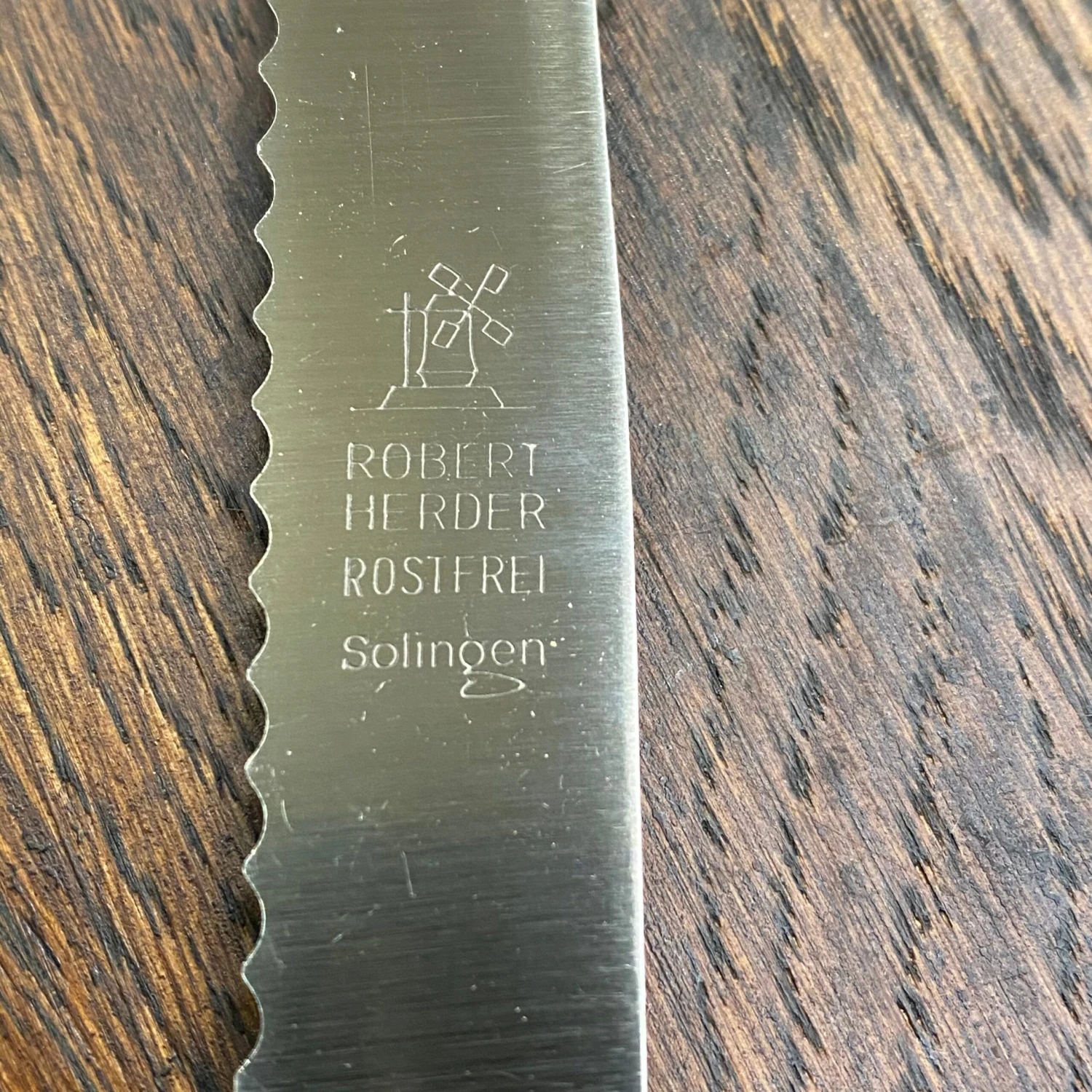 Windmühlenmesser New VIntage 4.25" Tomato Knife Round Tip Stainless Palisander 1960’s-70’s - Image 3