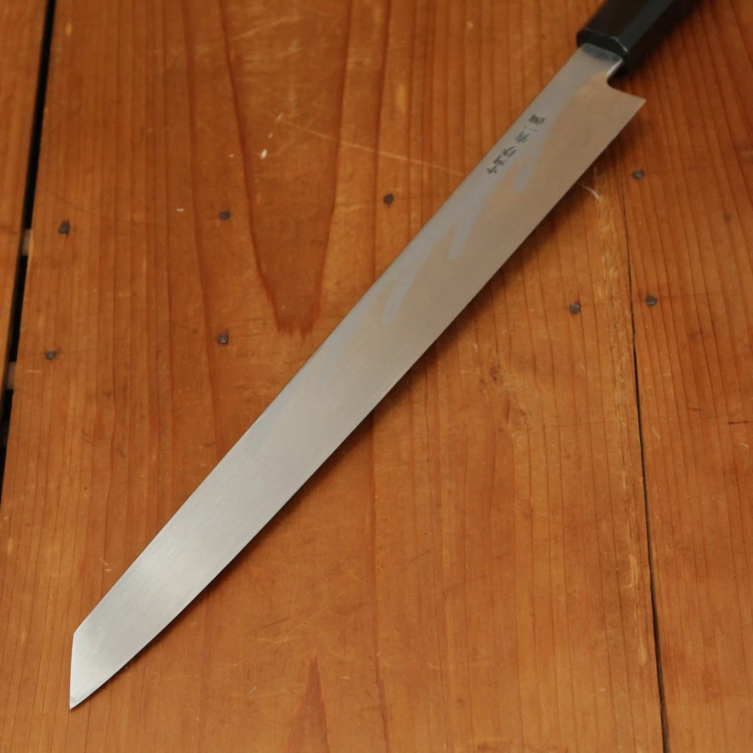 Hatsukokuro Nakagawa 300mm Kiritsuke Yanagi Aogami 1 Damascus Black Buffalo Horn - Image 3