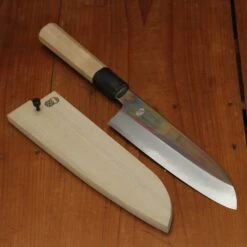 Sakai Kikumori Choyo 180mm Santoku Shirogami 2 With Saya