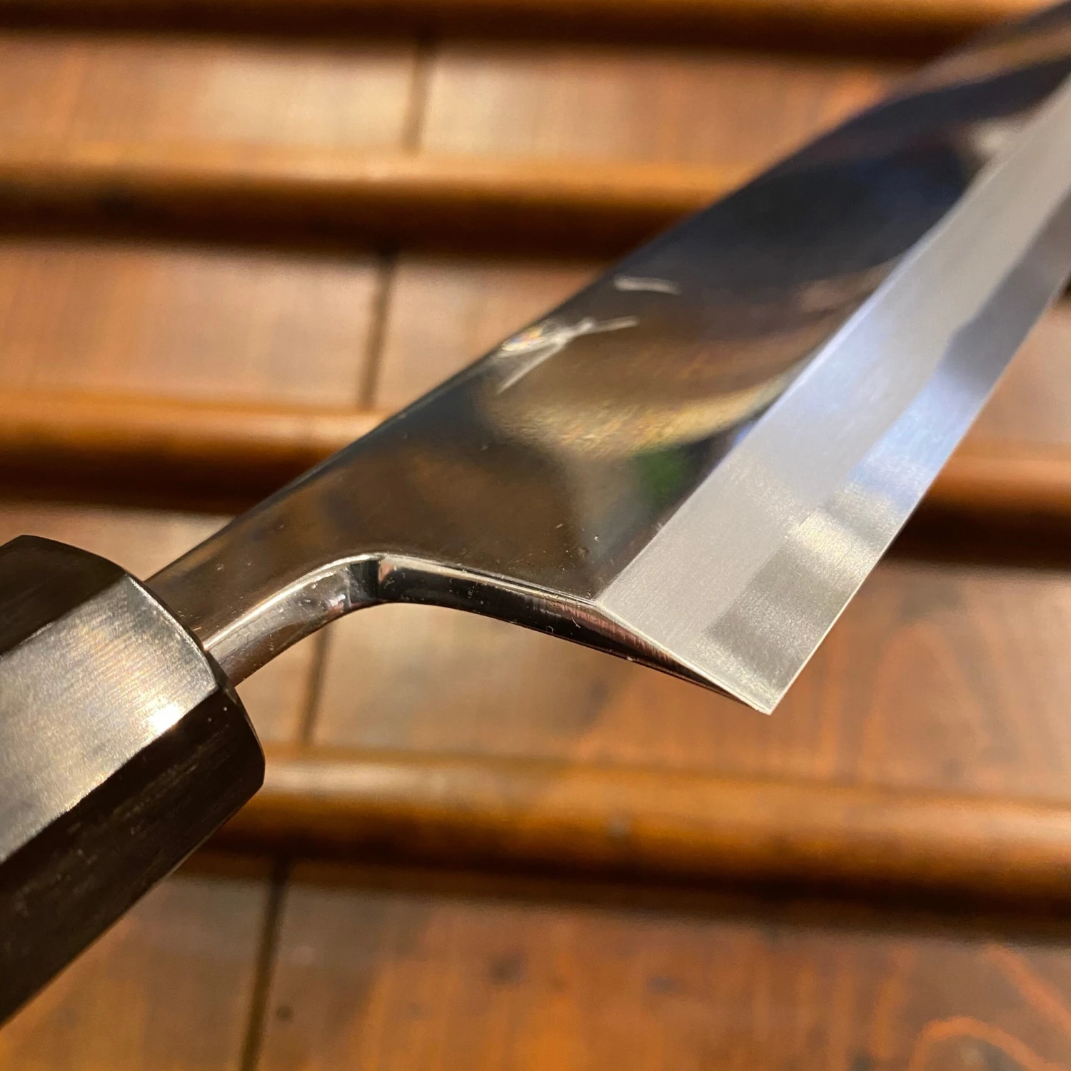 Hitohira Tanaka Mosuke 240mm Mioroshi Deba Aogami 1 Mirror Finish Ebony With Saya - Image 6