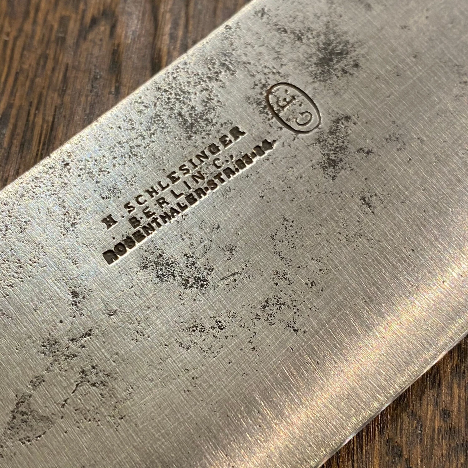 Vintage M Schlesinger Berlin 11.75” Chef Knife Carbon Steel 19th C? - Image 4