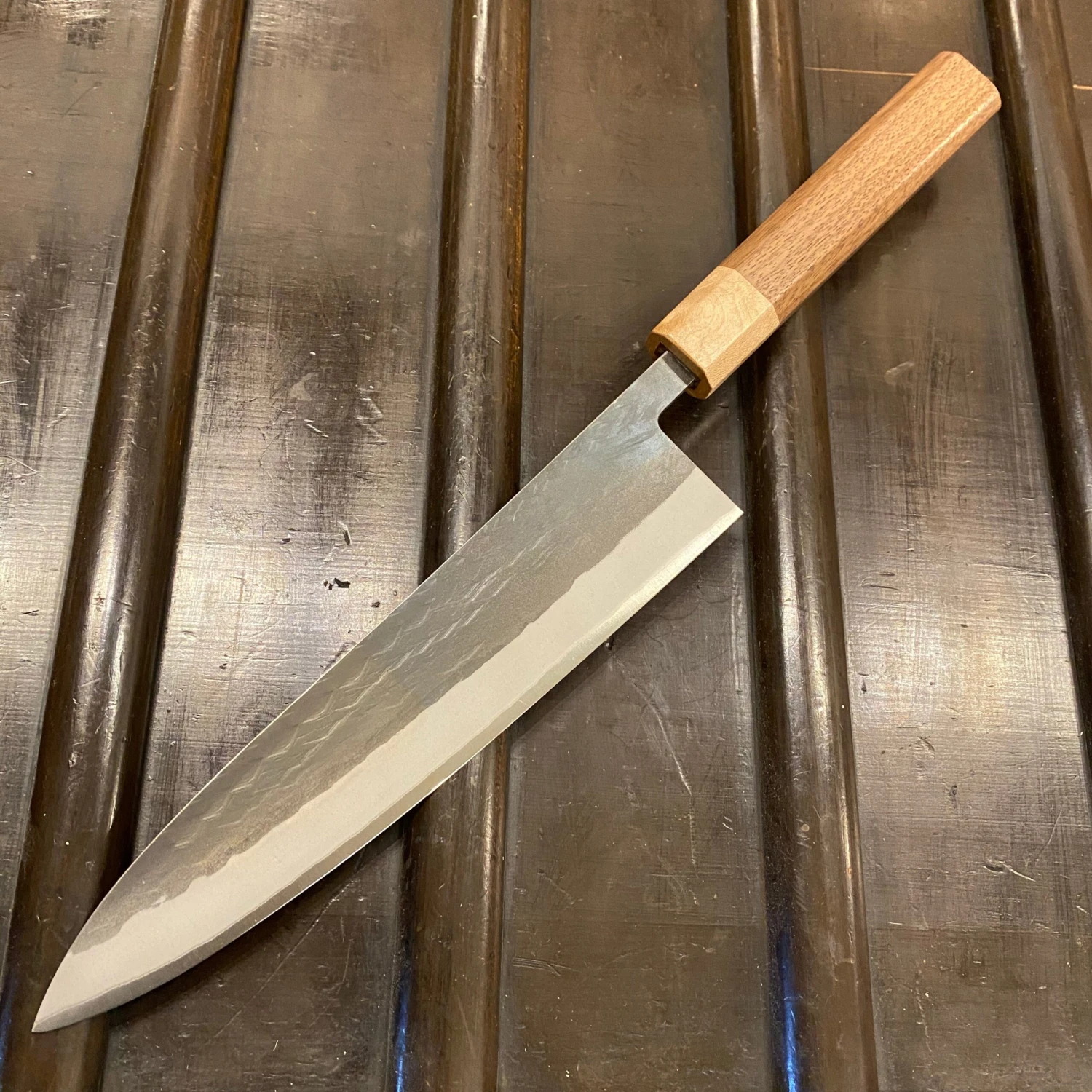 Hitohira TD 210mm Gyuto Stainless Clad Aogami 2 Kurouchi - Image 2