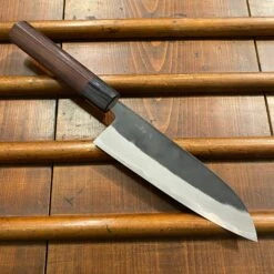 Hitohira MS 165mm Santoku Iron Clad Aogami 2 Kurouchi Rosewood