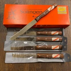 Windmühlenmesser New Vintage 4.25" Tomato Knife Round Tip Stainless Palisander 1960’s-70’s - Set Of 5