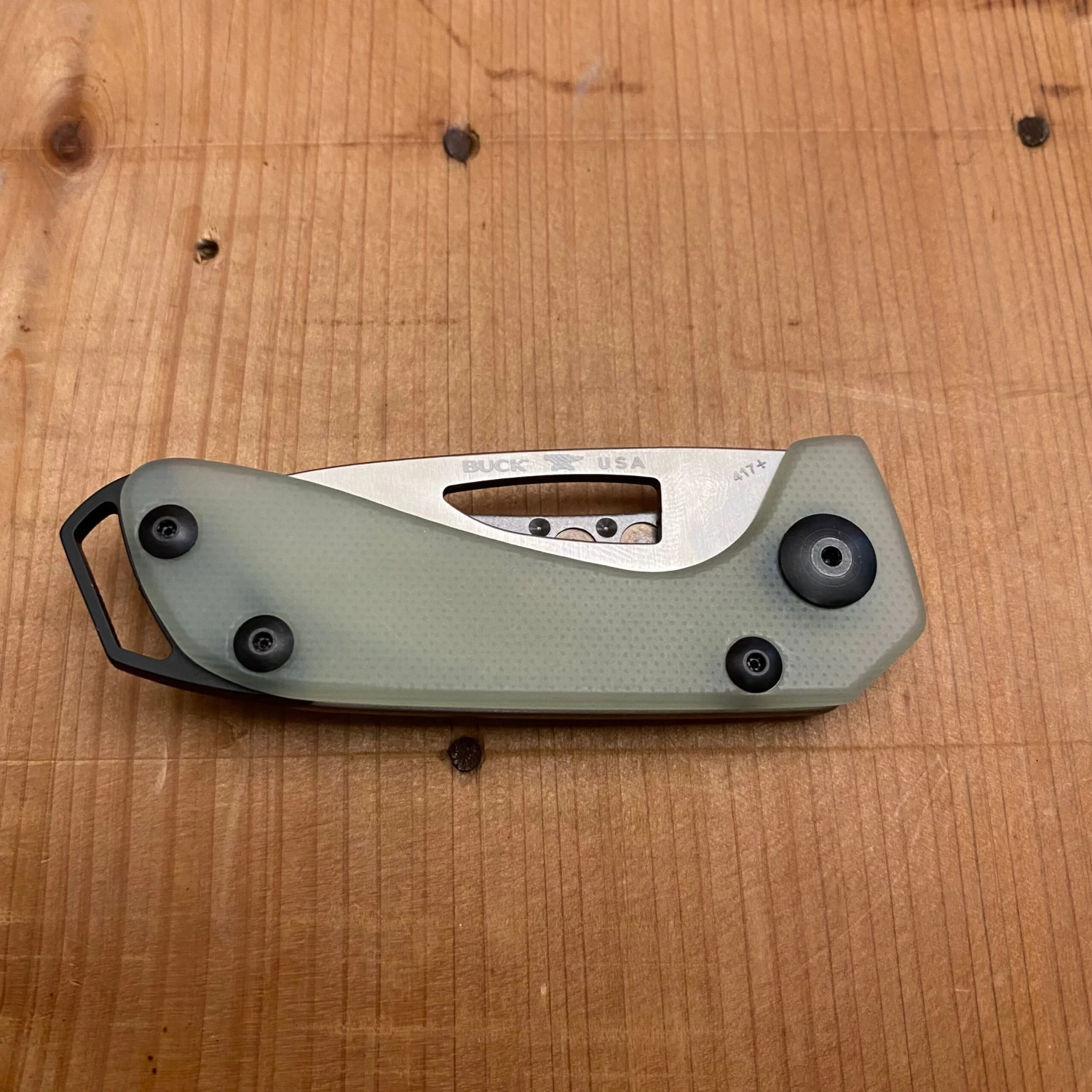 Buck Knives Buck 417 Budgie Frame Lock - Green Natural G10 - Image 6
