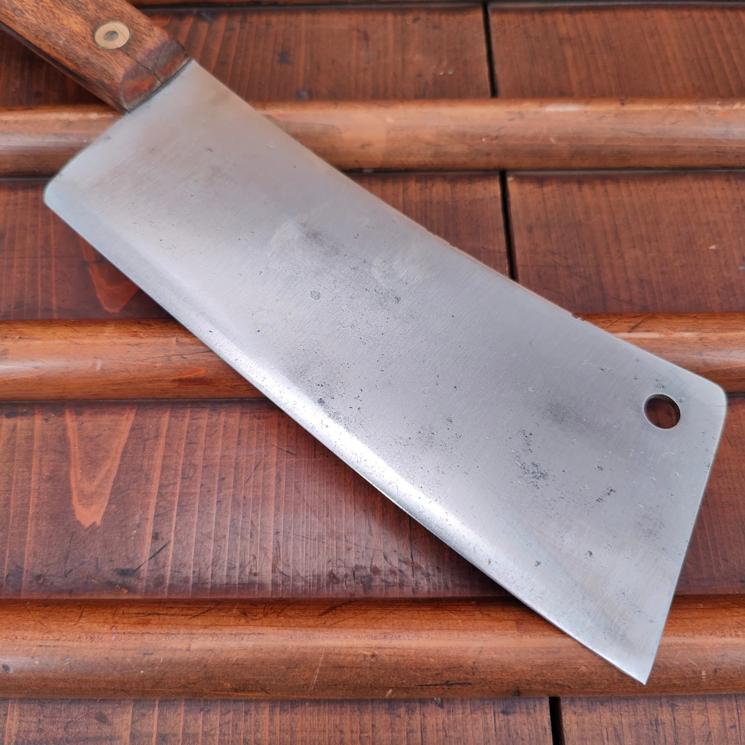 Vintage Bourgade 7" Cleaver Carbon Steel Rosette Rivets 1930's-50's? 10oz - Image 2