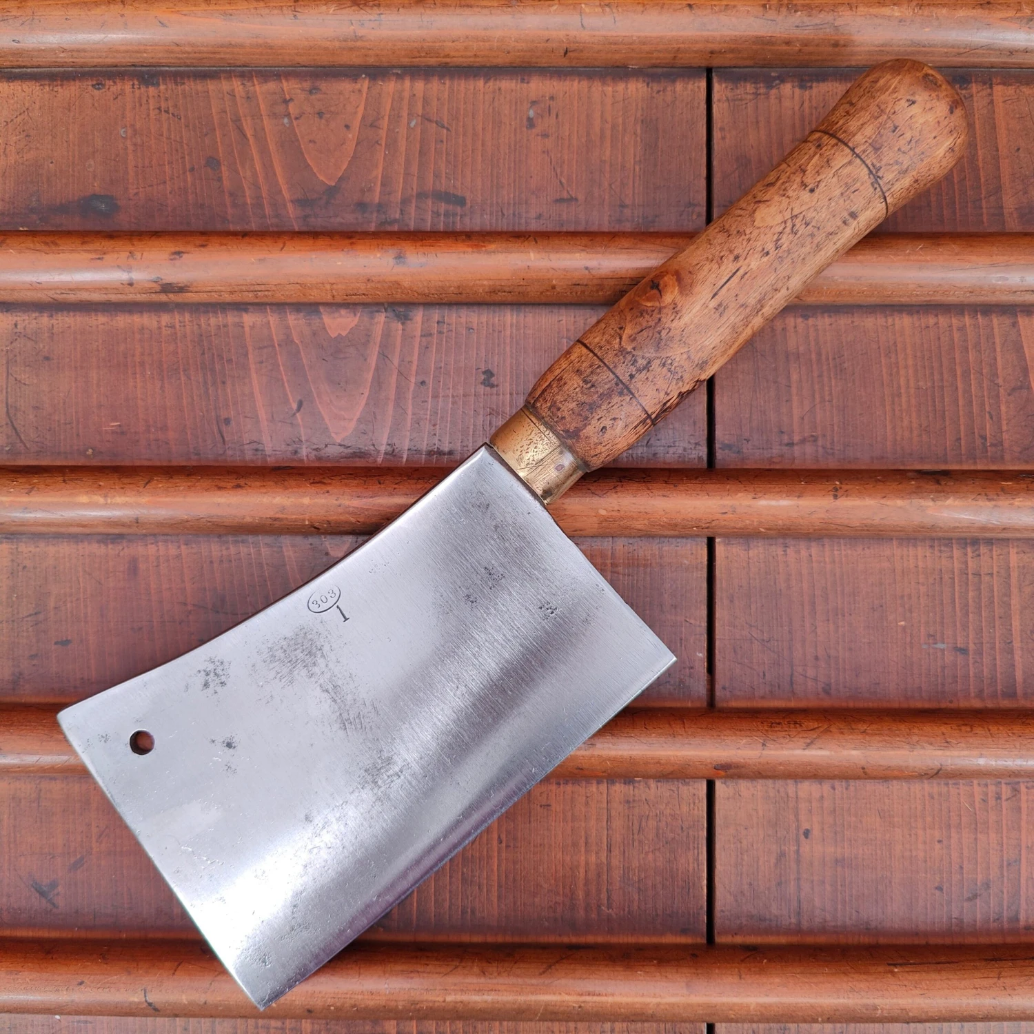Vintage French Cleaver '303' 6" Carbon Steel Turned Handle C1900-1930's 17.5oz - Image 7