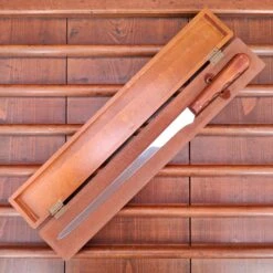 Vintage KA-BAR 11.75" Semi Flex Epicure Slicer Chrome Plated Carbon Steel With Box 1940's-50's