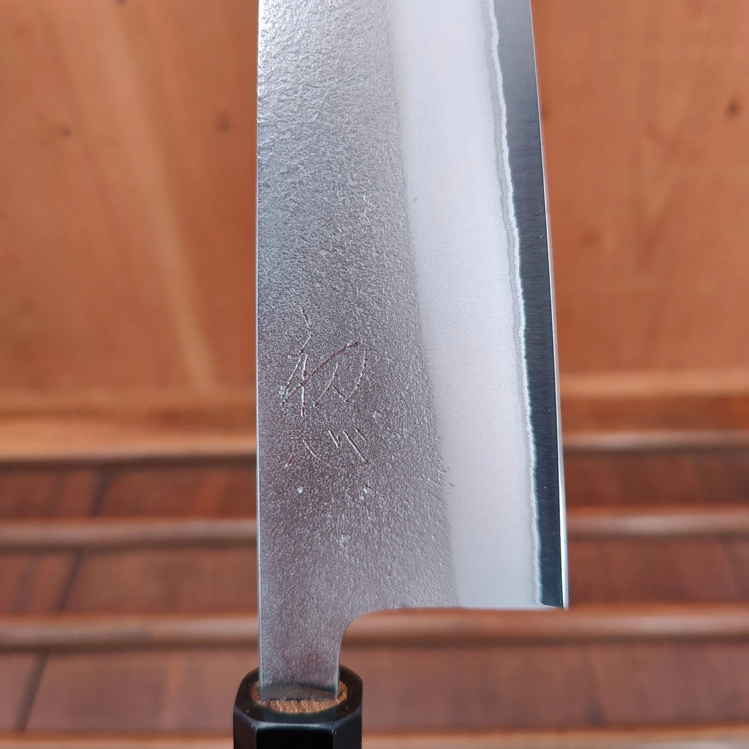 Yoshikane Hamono 165mm Santoku Shirogami 2 Nashiji Teak Handle - Image 6