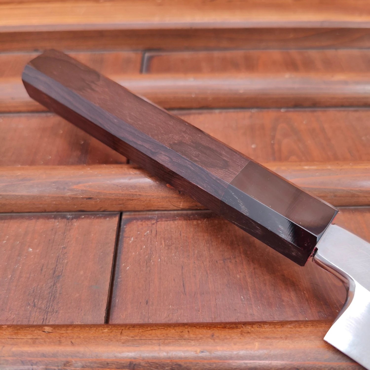 Hatsukokoro Nakagawa 330mm Sakimaru Yanagi Aogami 1 Damascus Ebony Buffalo Horn - Image 3