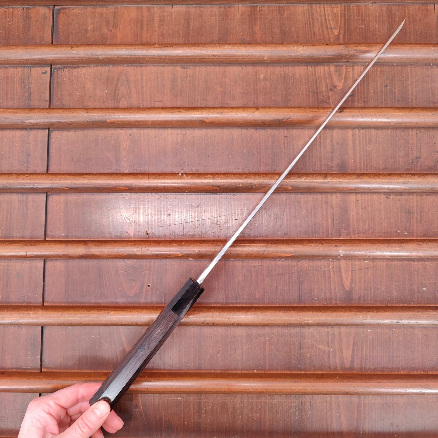 Hatsukokoro Nakagawa 330mm Sakimaru Yanagi Aogami 1 Damascus Ebony Buffalo Horn - Image 4