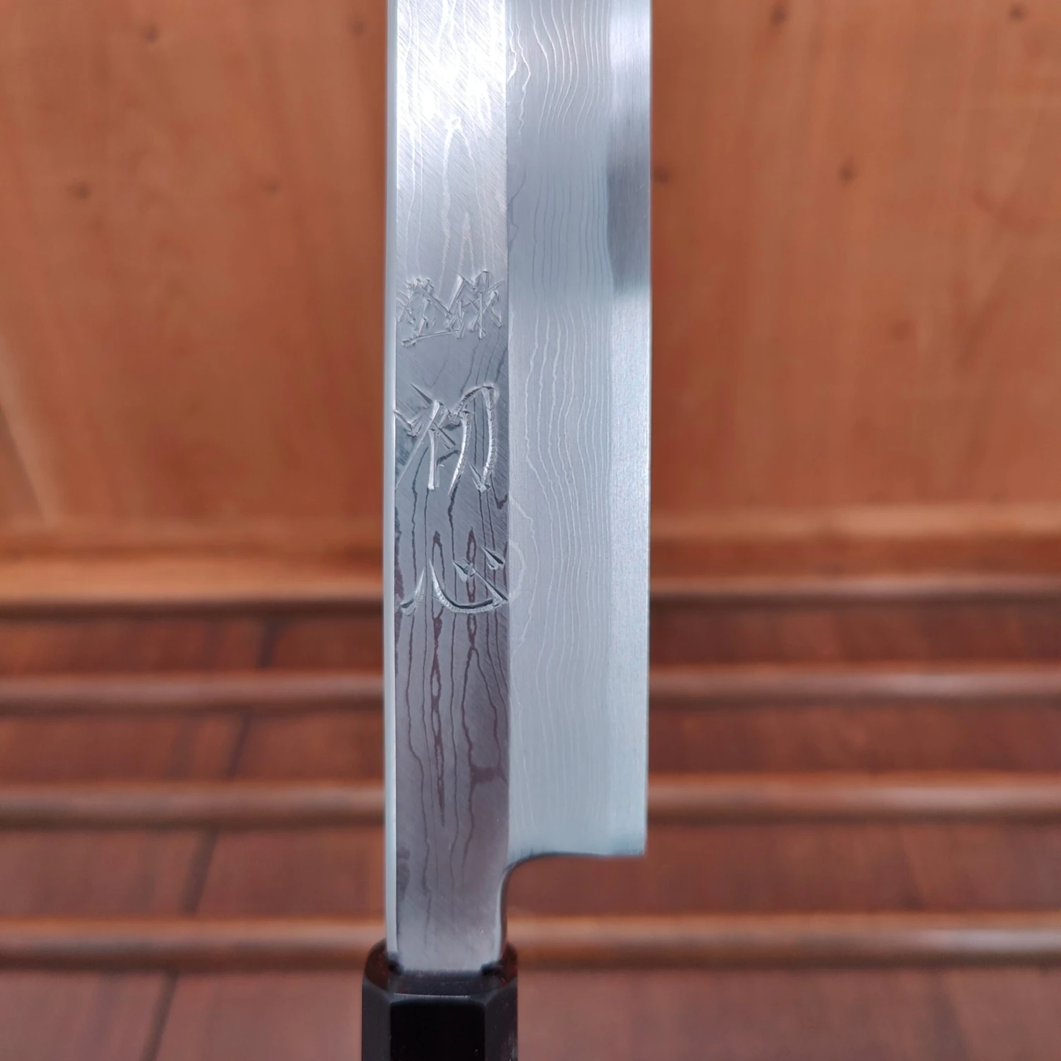 Hatsukokoro Nakagawa 330mm Sakimaru Yanagi Aogami 1 Damascus Ebony Buffalo Horn - Image 6