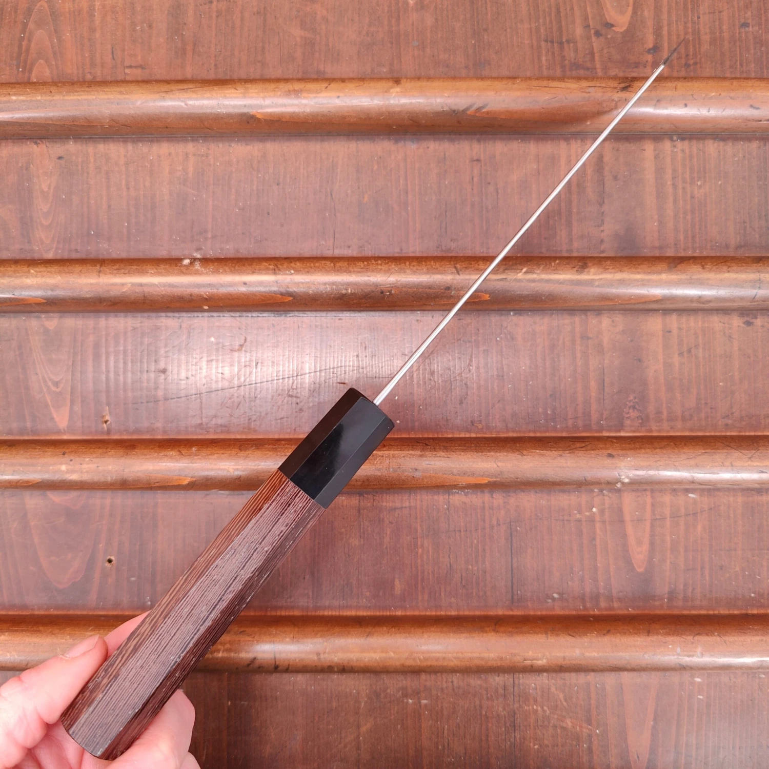 Hatsukokoro Inazuma 180mm Bunka Aogami Super Damascus Kurouchi Tsuchime Wenge Handle - Image 4