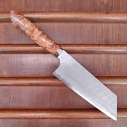Nigara Hamono SG2 180mm Kiritsuke Nakiri Migaki Tsuchime Stabilized Maple Burl Western Handle