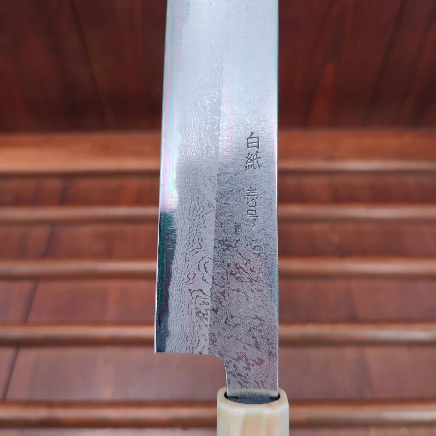 Yoshikazu Tanaka 270mm Kiritsuke Sujihiki Shirogami 1 Damascus Ebony - Image 6