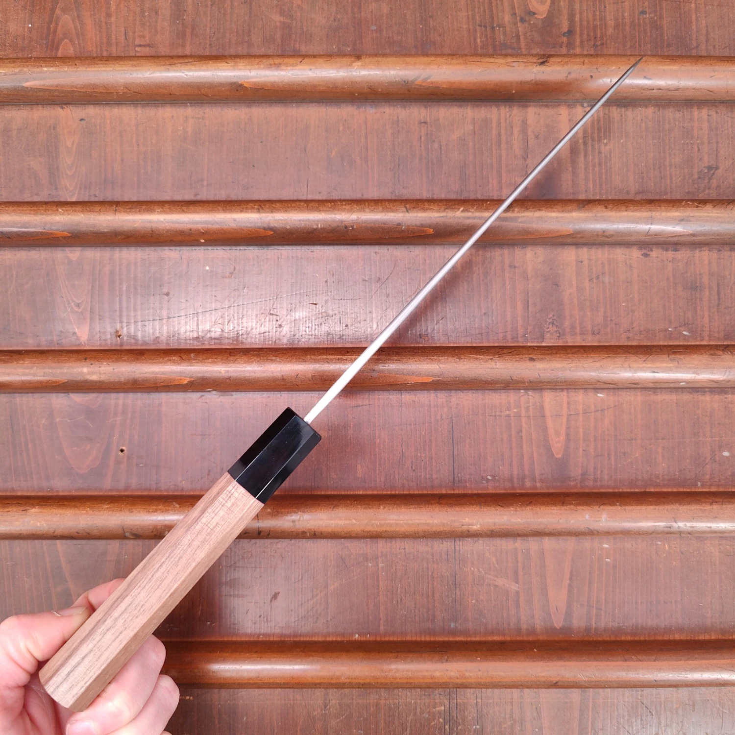 Hatsukokoro Kurokaze 210mm Gyuto Stainless Clad Shirogami 2 Walnut - Image 8