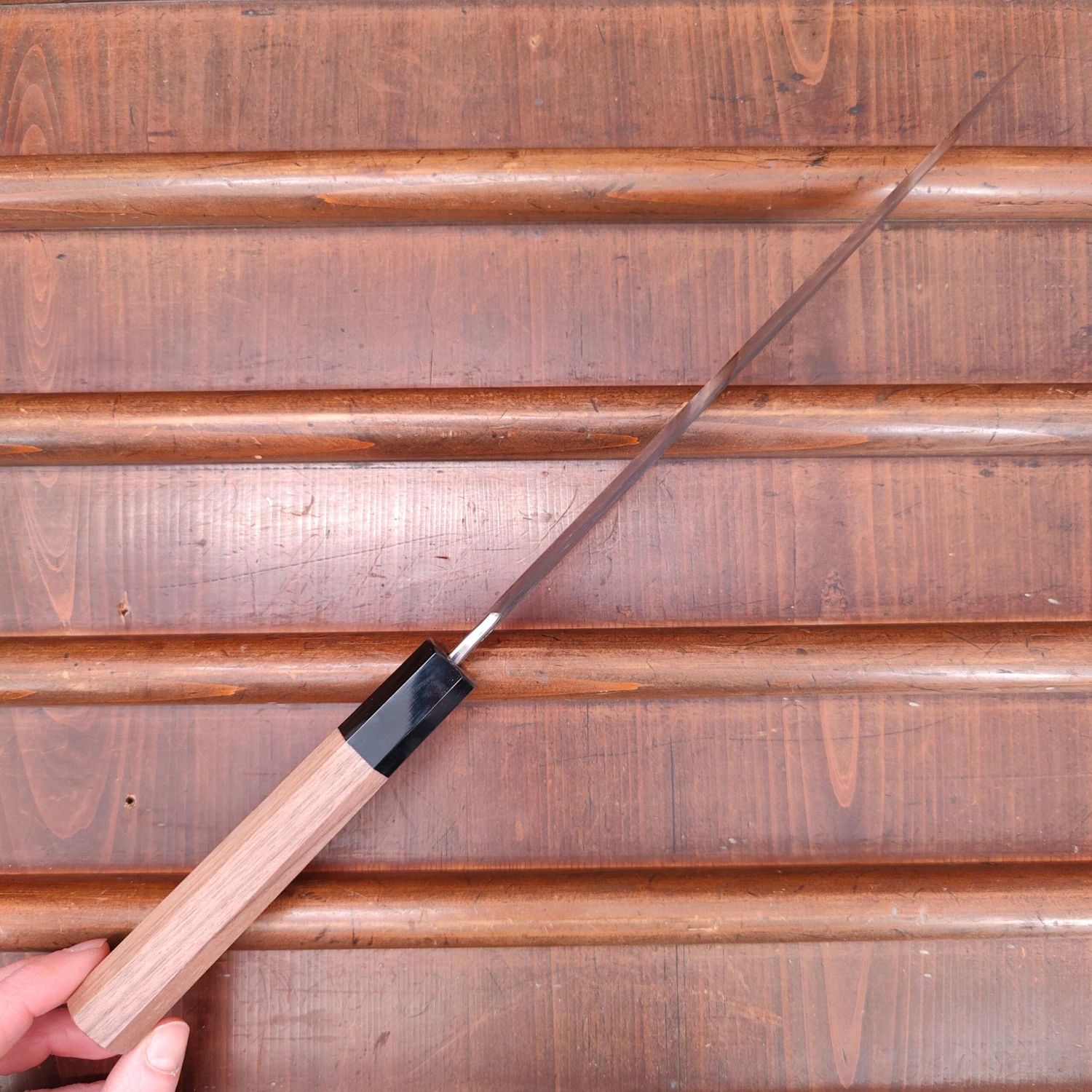 Hatsukokoro Kurokaze 210mm Gyuto Stainless Clad Shirogami 2 Walnut - Image 10