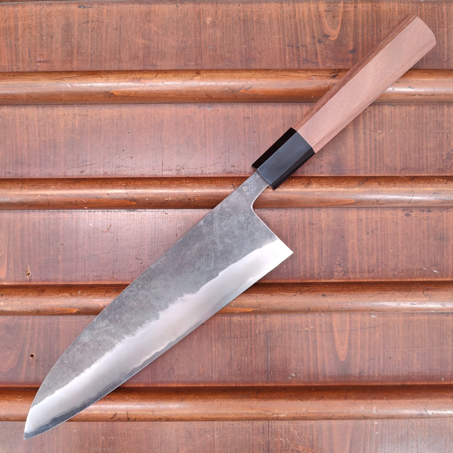 Hatsukokoro Kurokaze 210mm Gyuto Stainless Clad Shirogami 2 Walnut - Image 14