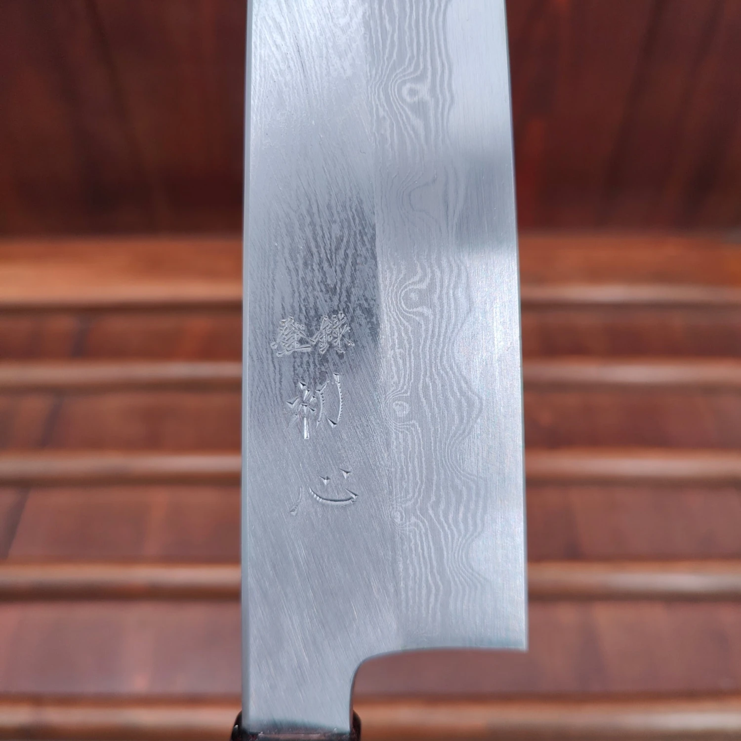 Hatsukokuro Nakagawa 210mm Gyuto Aogami 1 Damascus Ebony Handle - Image 7