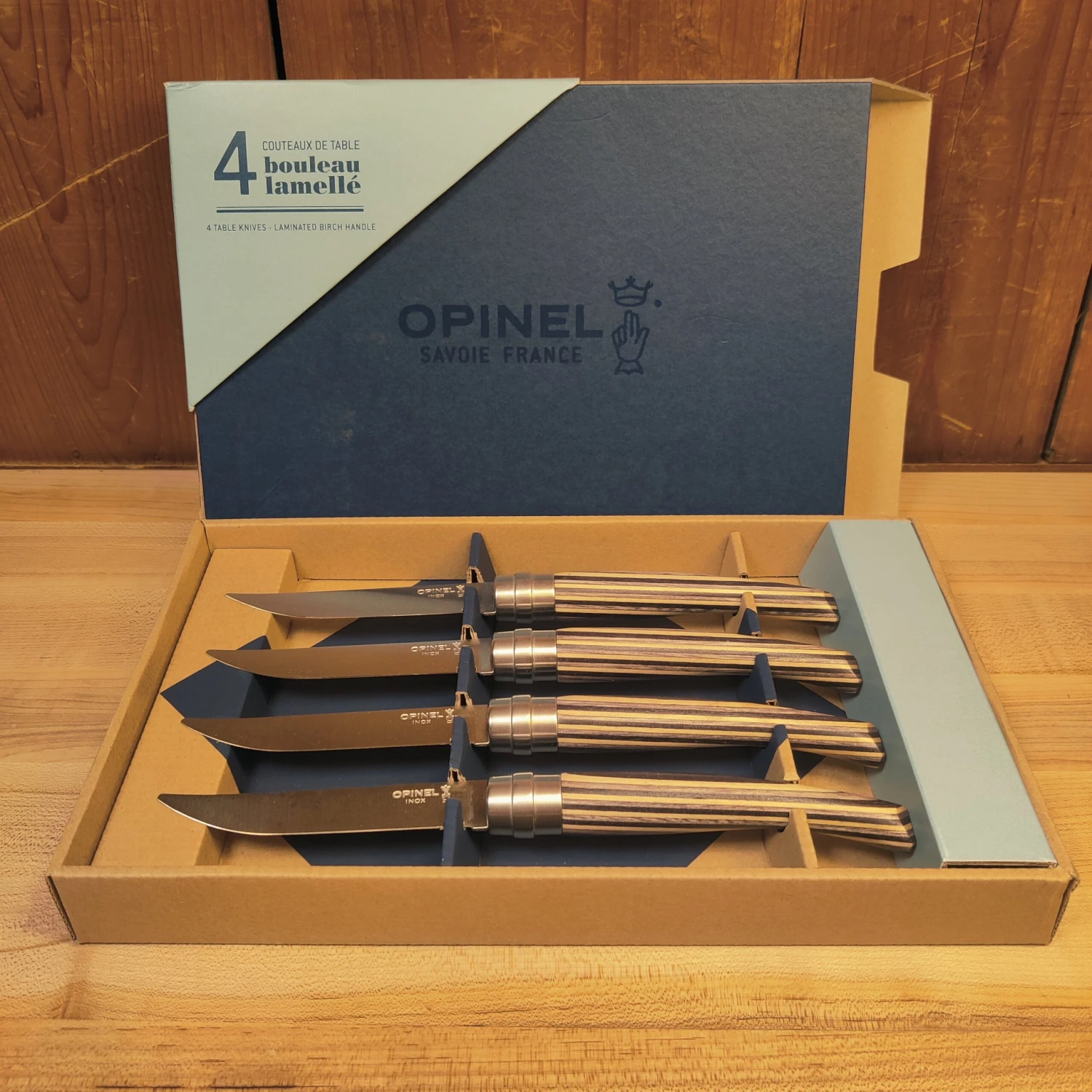 Opinel Set Of 4 Table Chic Birch Wood Steak Knives - Image 2