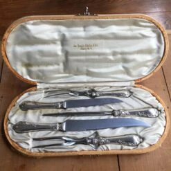 Vintage Landers Frary & Clark Aetna Works 5-piece Carving Set Silver-plated & Carbon Steel Circa 1890-1910