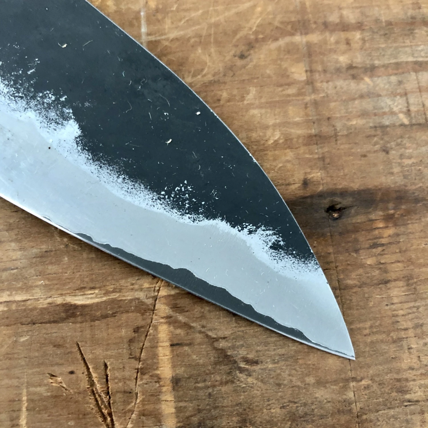 Blenheim Forge 170mm Funayuki Stainless Clad Aogami Super Fumed Oak & Brass - Image 2