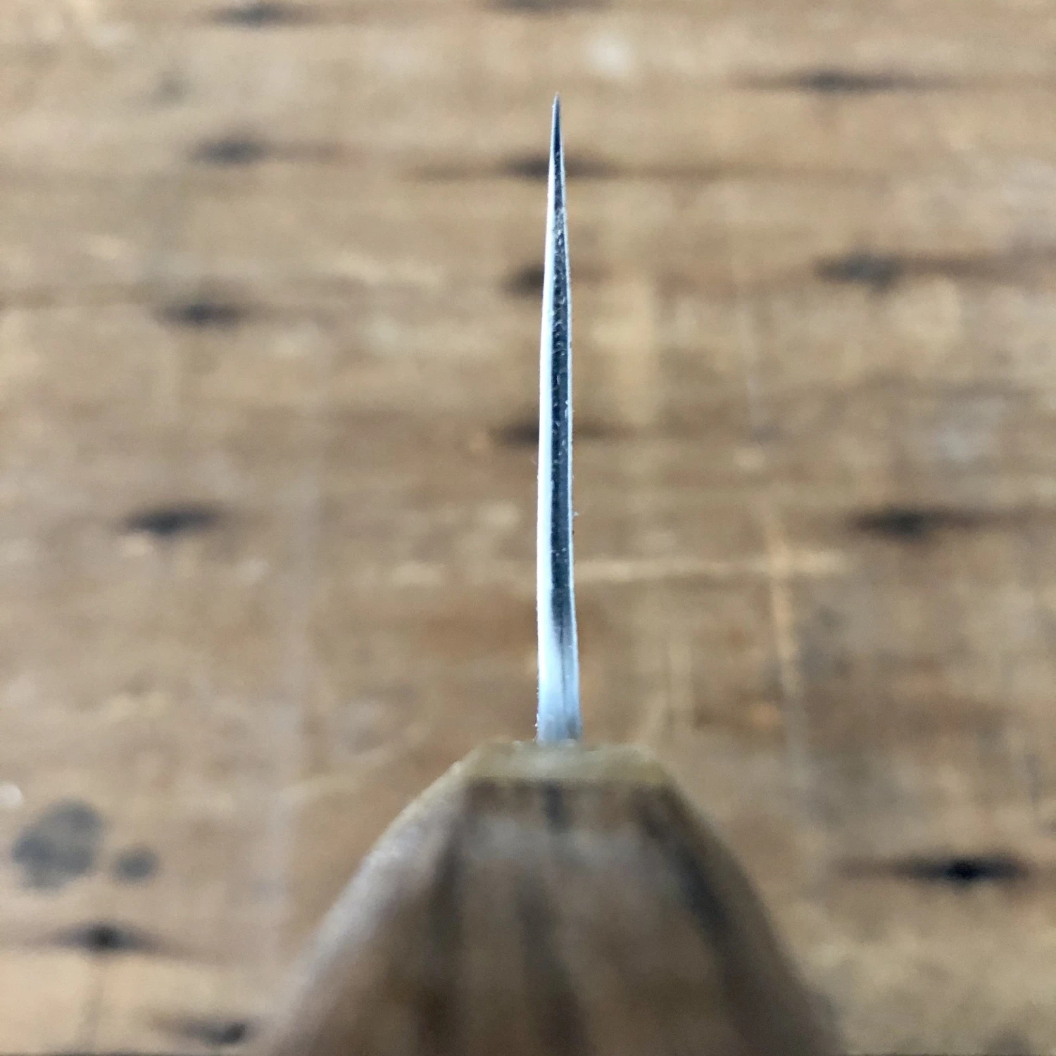 Blenheim Forge 170mm Funayuki Stainless Clad Aogami Super Fumed Oak & Brass - Image 7