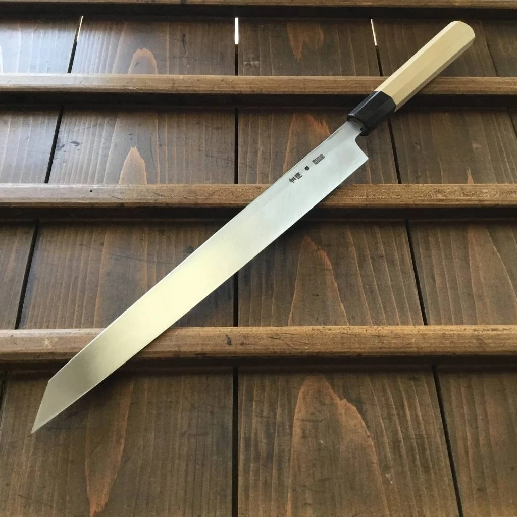 Sakai Kikumori Choyo 300mm Kiritsuke Yanagi Shirogami 2 With Saya - Image 2
