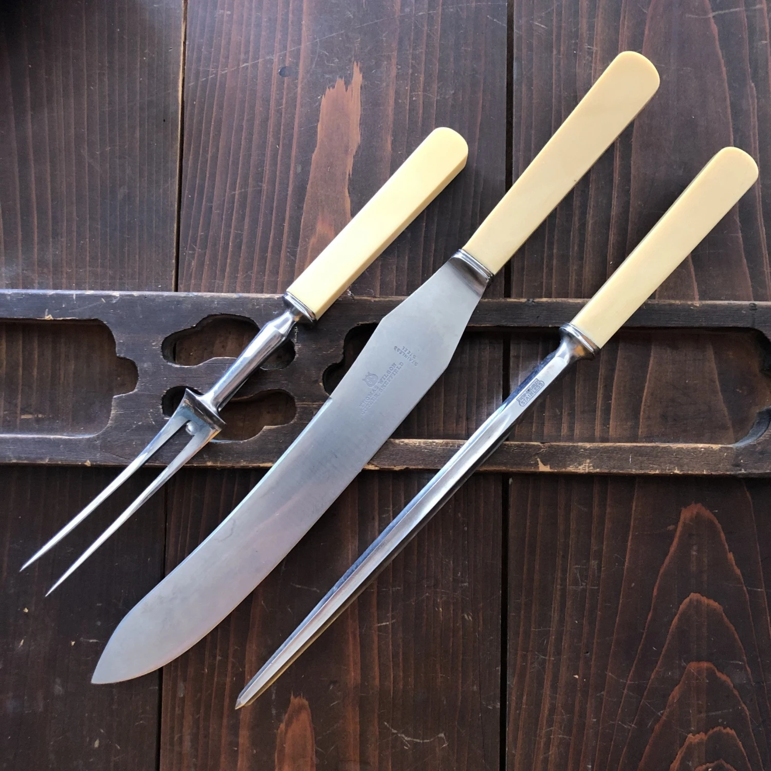 Vintage Thomas Wilson Carving Set Sheffield England 1920s Celluloid - Image 6