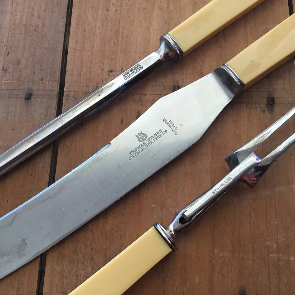 Vintage Thomas Wilson Carving Set Sheffield England 1920s Celluloid - Image 2