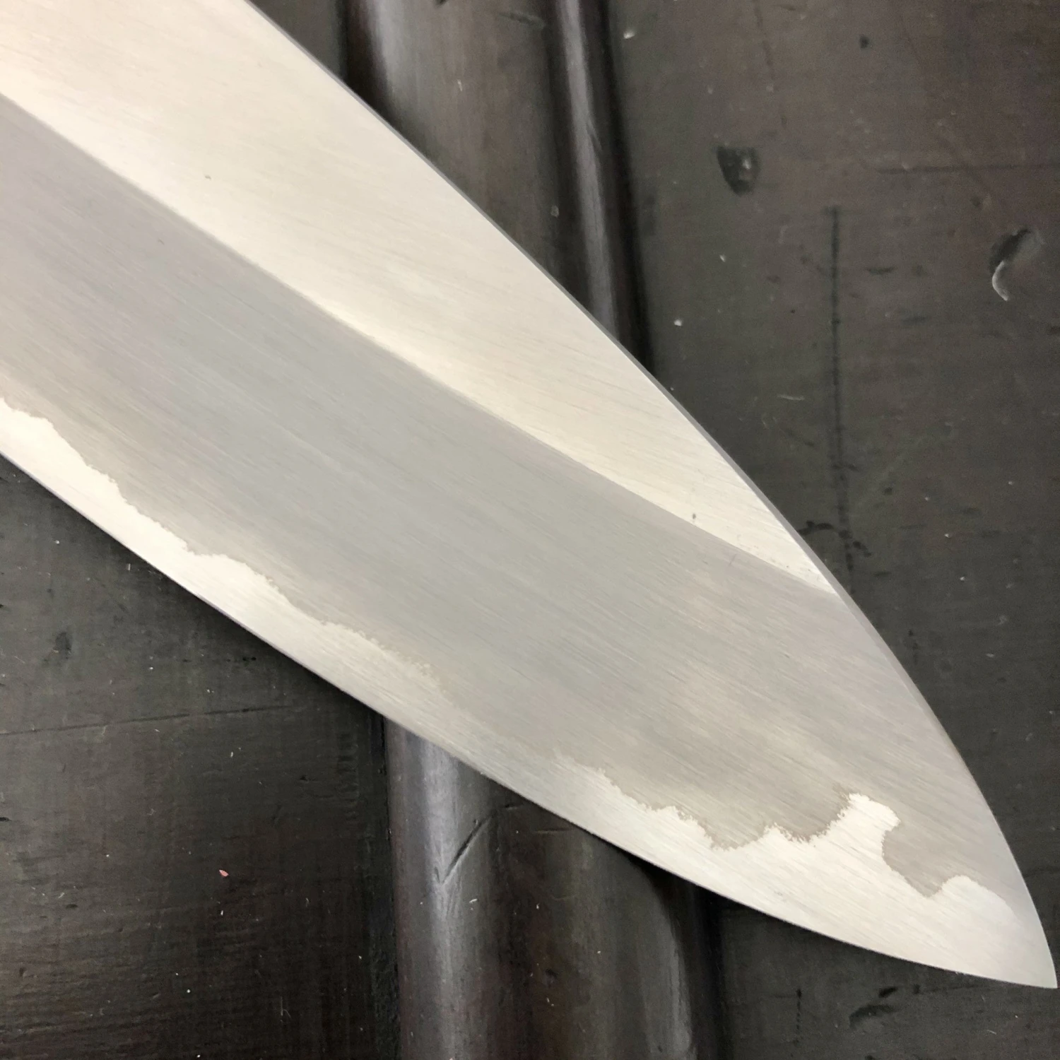 Hitohira Togashi 240mm Gyuto Stainless Clad Aogami 1 Macasser Ebony & Blonde Horn With Saya - Image 2