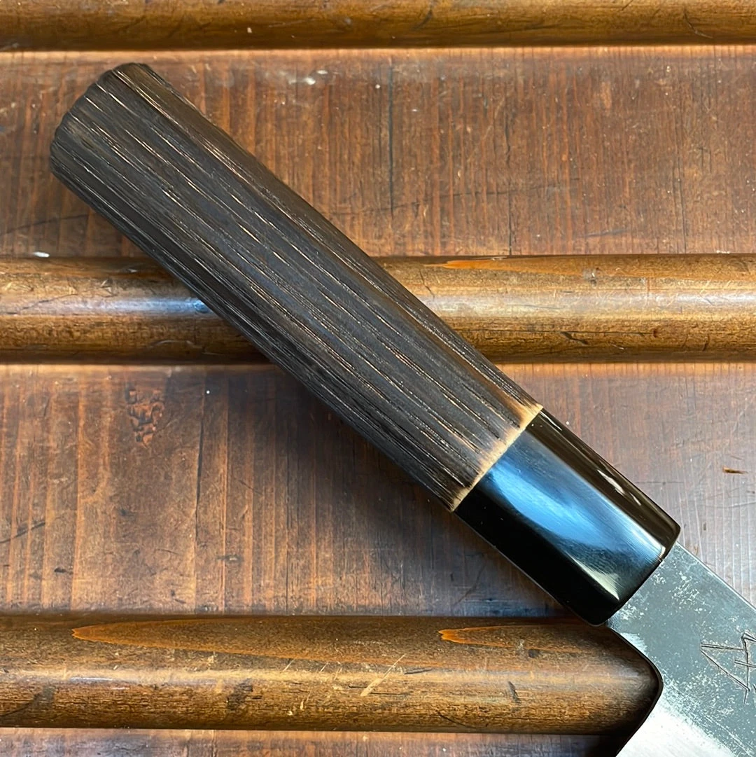 Sakai Kikumori Nakagawa 210mm Gyuto Aogami 1 Kurouchi Burnt Chestnut W/ Saya - Image 3