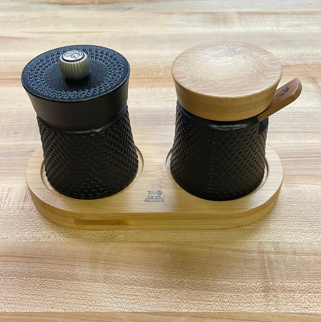 Peugeot Bali Black Cast-Iron Pepper Mill And Its Salt Cellar