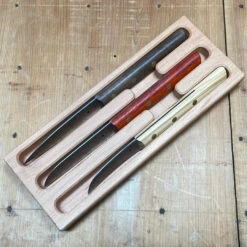 Friedr Herder Set Of 3 Paring Carbon Birdsbeak Sheepsfoot Spear Padouk Olive Walnut