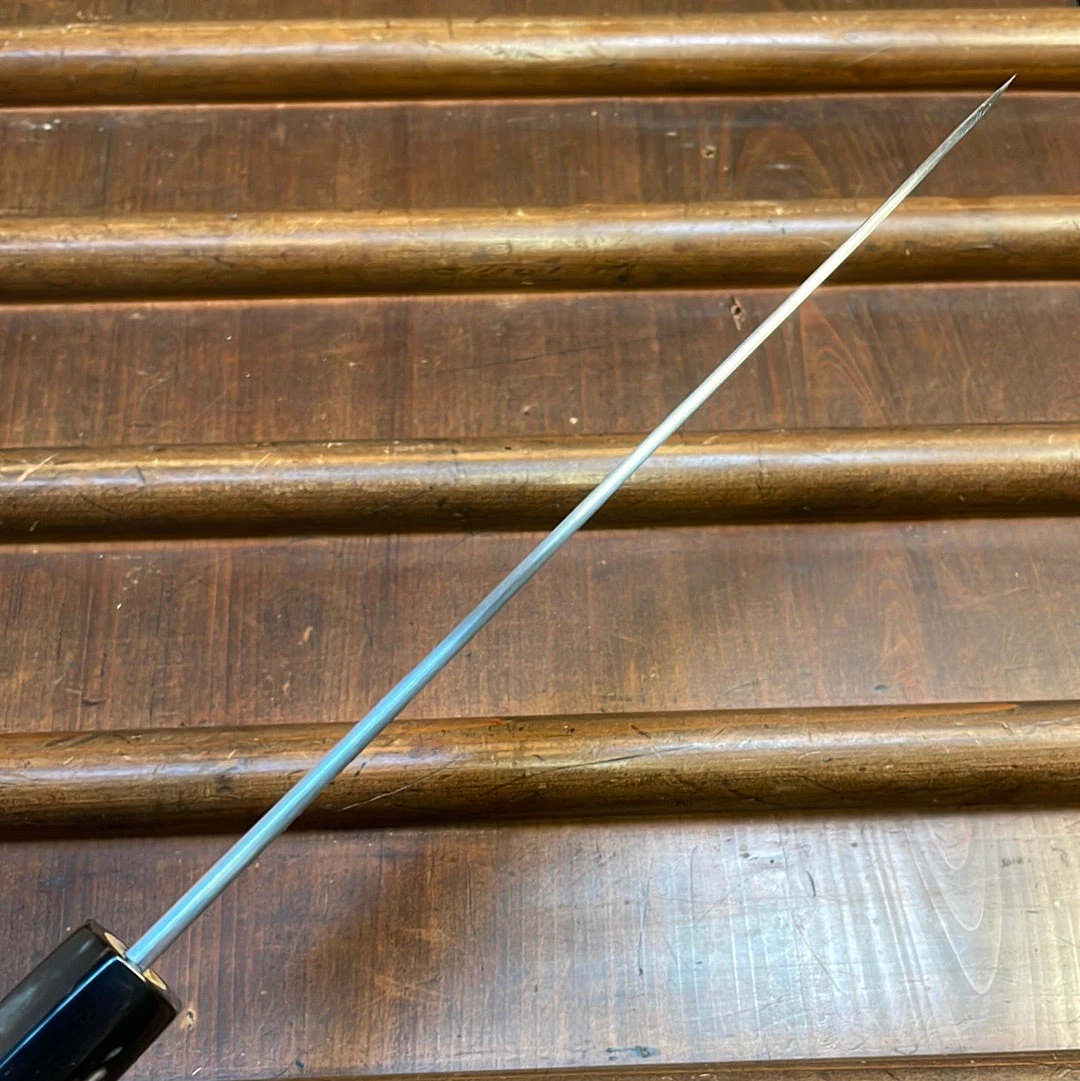 Sakai Kikumori Nakagawa 210mm Gyuto Aogami 1 Kurouchi Burnt Chestnut W/ Saya - Image 8