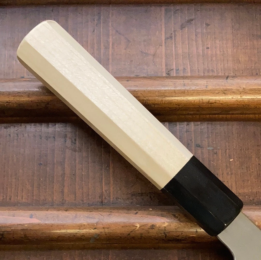 Sakai Kikumori Kikuzuki Kasumi 180mm Santoku Shirogami 2 With Saya - Image 4