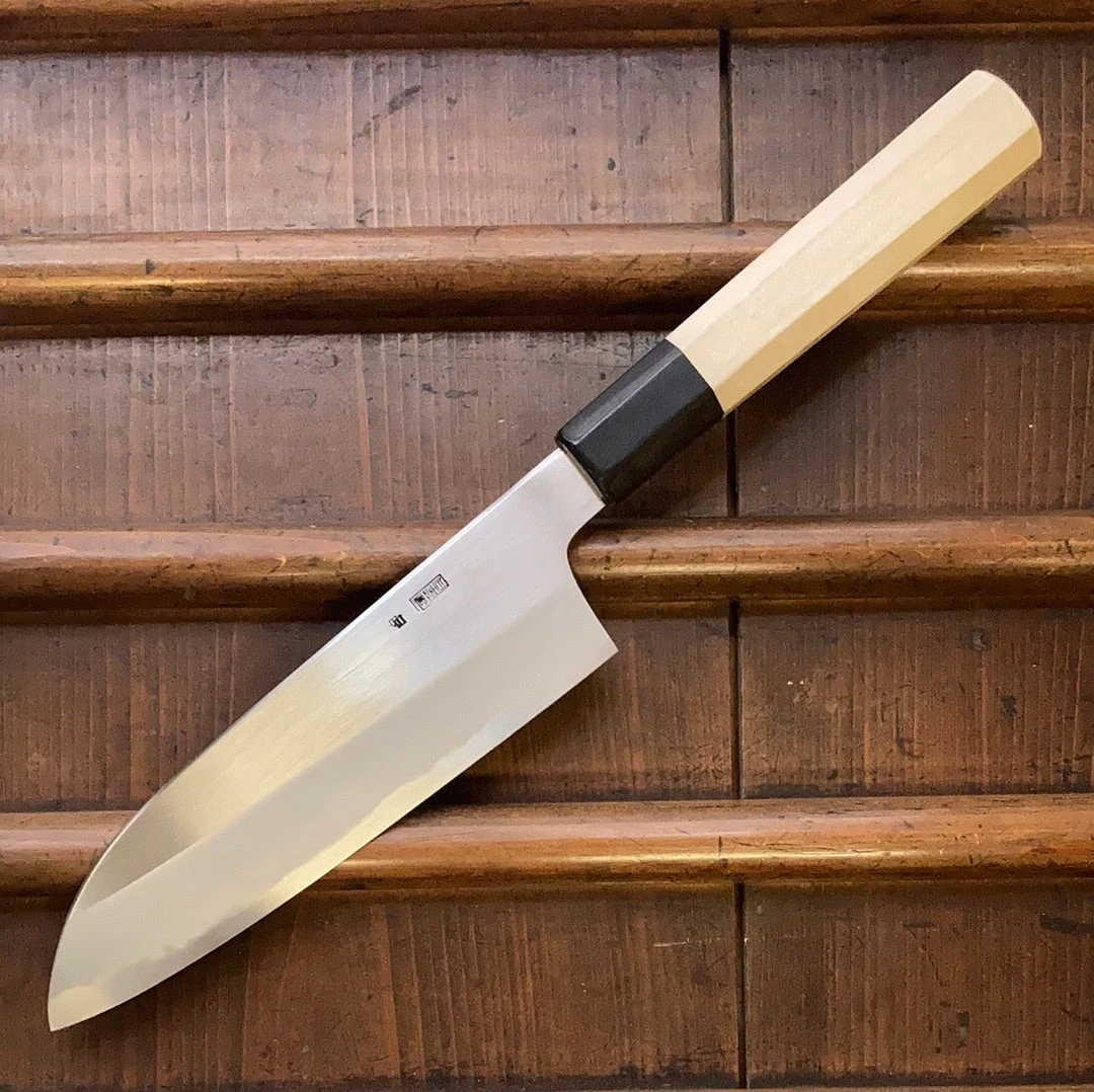 Sakai Kikumori Kikuzuki Kasumi 180mm Santoku Shirogami 2 With Saya - Image 3