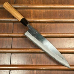 Kumokage 240mm Gyuto Aogami 2 Carbon Kurouchi Damascus Teak Horn