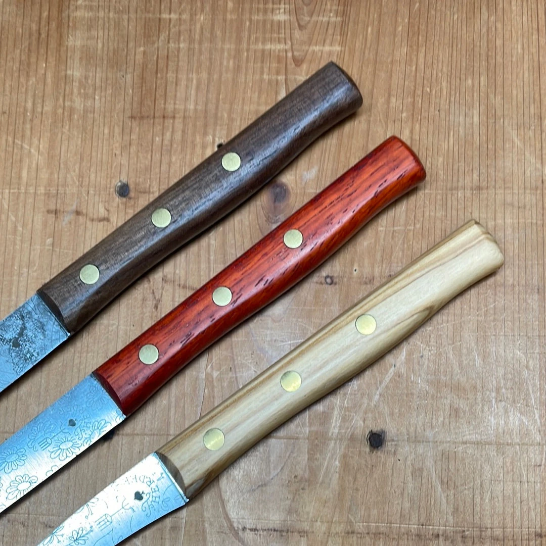Friedr Herder Set Of 3 Paring Carbon Birdsbeak Sheepsfoot Spear Padouk Olive Walnut - Image 3